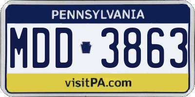 PA license plate MDD3863