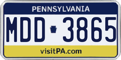 PA license plate MDD3865