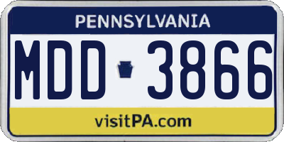 PA license plate MDD3866