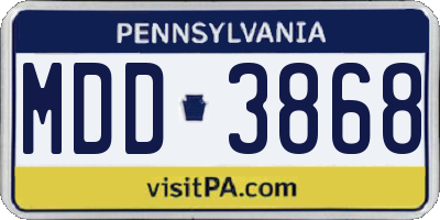 PA license plate MDD3868