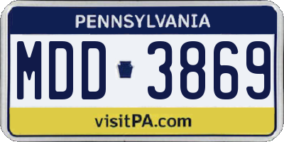 PA license plate MDD3869