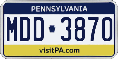 PA license plate MDD3870