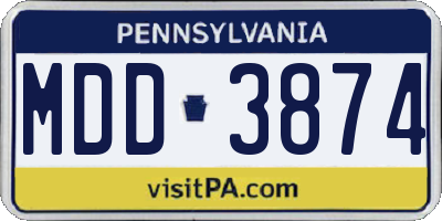 PA license plate MDD3874