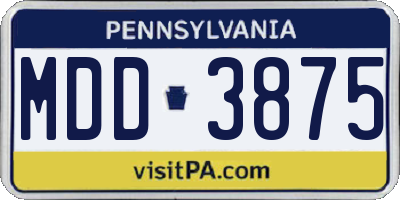 PA license plate MDD3875