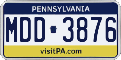 PA license plate MDD3876