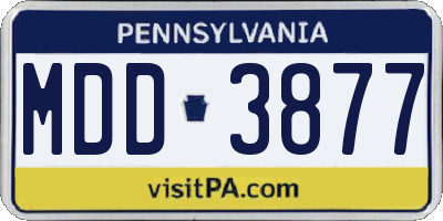 PA license plate MDD3877