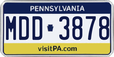PA license plate MDD3878