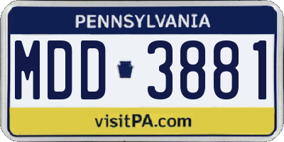 PA license plate MDD3881