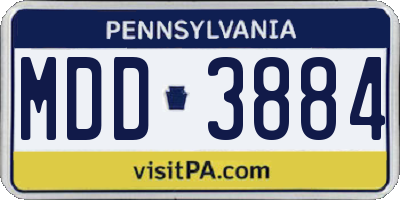 PA license plate MDD3884