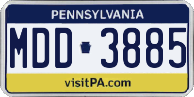 PA license plate MDD3885