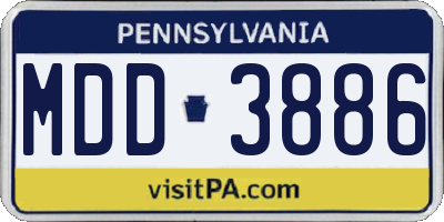 PA license plate MDD3886