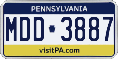 PA license plate MDD3887