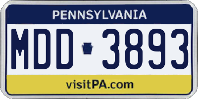 PA license plate MDD3893