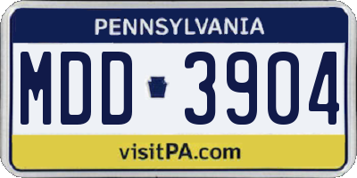 PA license plate MDD3904