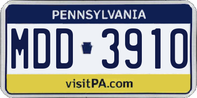 PA license plate MDD3910