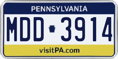 PA license plate MDD3914