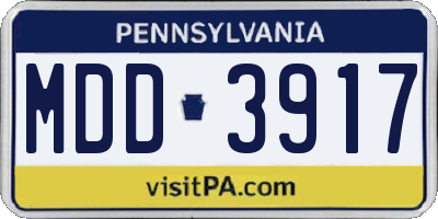PA license plate MDD3917