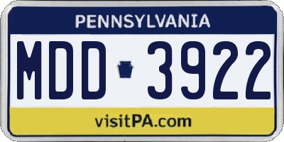 PA license plate MDD3922