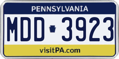 PA license plate MDD3923