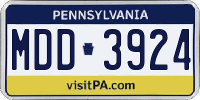 PA license plate MDD3924