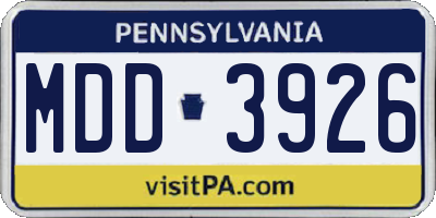 PA license plate MDD3926