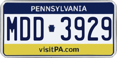 PA license plate MDD3929