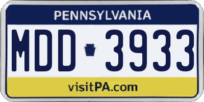 PA license plate MDD3933