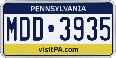 PA license plate MDD3935