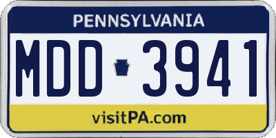 PA license plate MDD3941