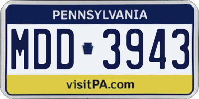 PA license plate MDD3943