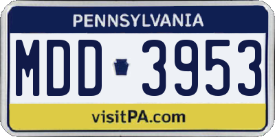 PA license plate MDD3953