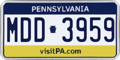 PA license plate MDD3959