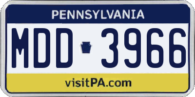 PA license plate MDD3966