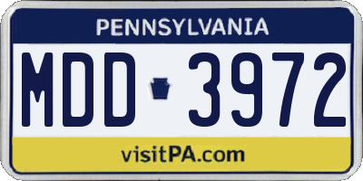 PA license plate MDD3972