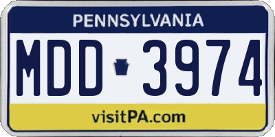 PA license plate MDD3974