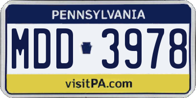 PA license plate MDD3978