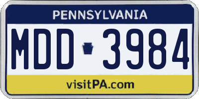 PA license plate MDD3984