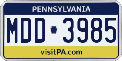 PA license plate MDD3985
