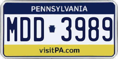 PA license plate MDD3989