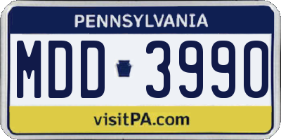 PA license plate MDD3990