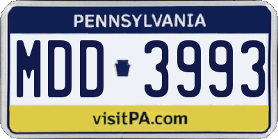 PA license plate MDD3993