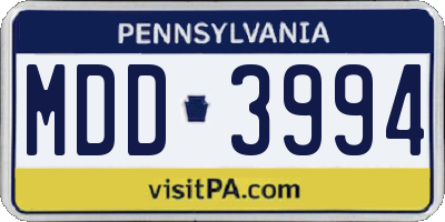 PA license plate MDD3994