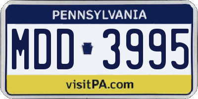 PA license plate MDD3995