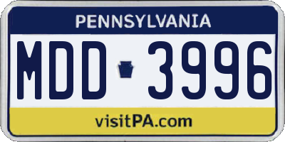 PA license plate MDD3996