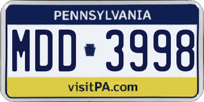 PA license plate MDD3998