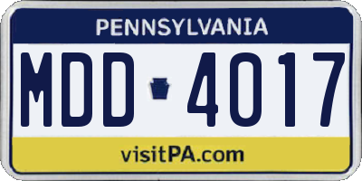 PA license plate MDD4017