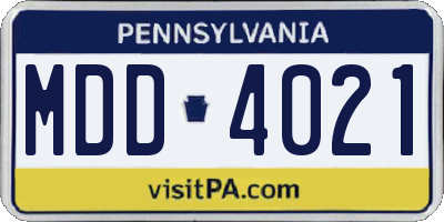 PA license plate MDD4021