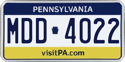 PA license plate MDD4022