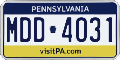 PA license plate MDD4031