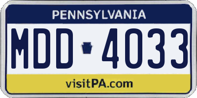 PA license plate MDD4033